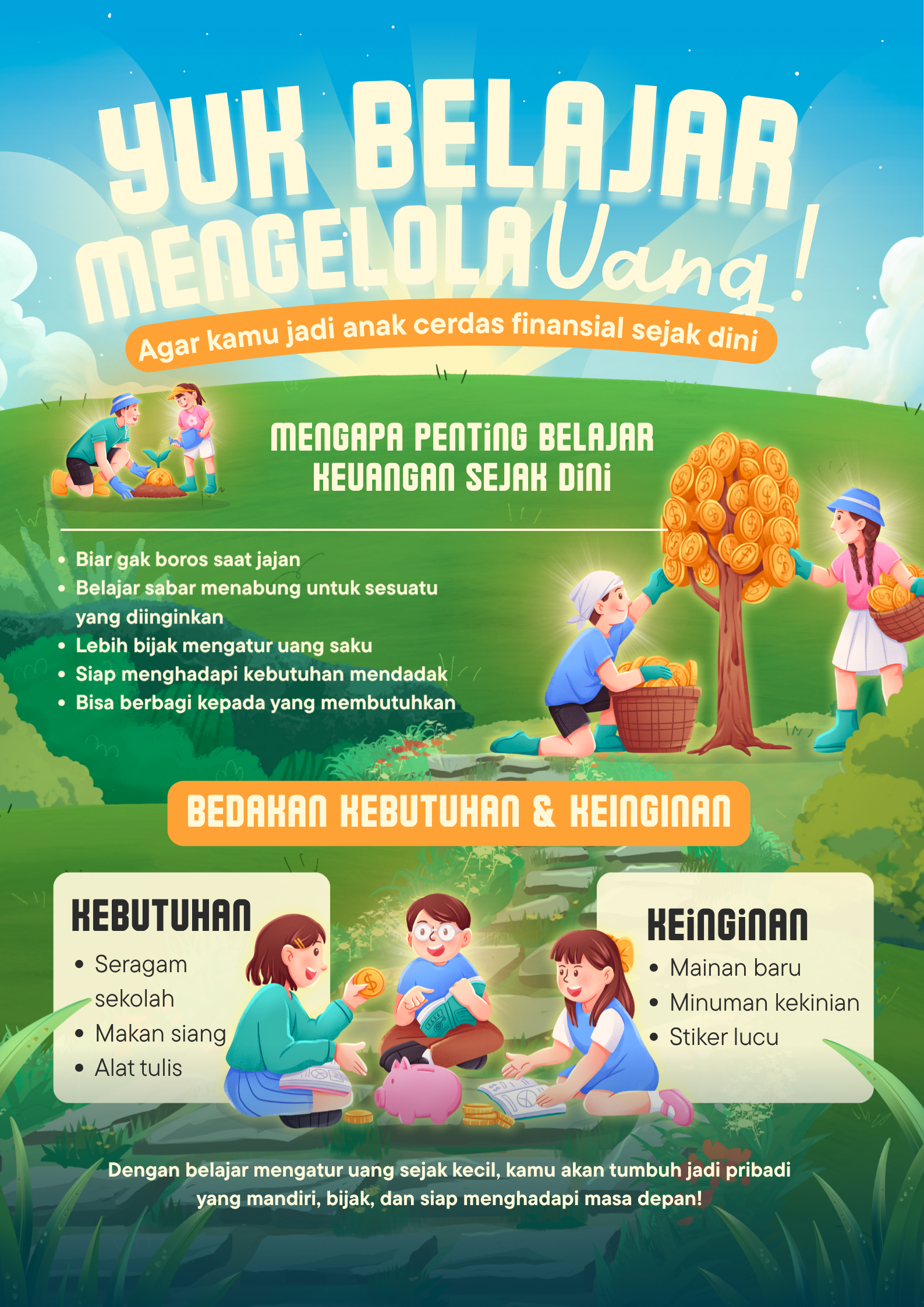 Poster Publik Literasi Finansial Ilustratif Biru dan Hijau (1)