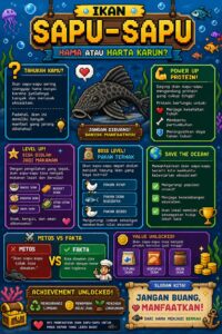 IKAN SAPU-SAPU: JANGAN DIBUANG, MANFAATKAN!Siapa sangka ikan yang sering dianggap hama ini ternyata memiliki banyak manfaat? Mulai dari sumber protein, bahan makanan olahan, hingga pakan ternak yang bernilai ekonomi. Dengan memanfaatkannya secara bijak, kita tidak hanya mengurangi limbah tetapi juga membantu menjaga keseimbangan ekosistem. Dari hama menjadi berkah, dari limbah menjadi manfaat!