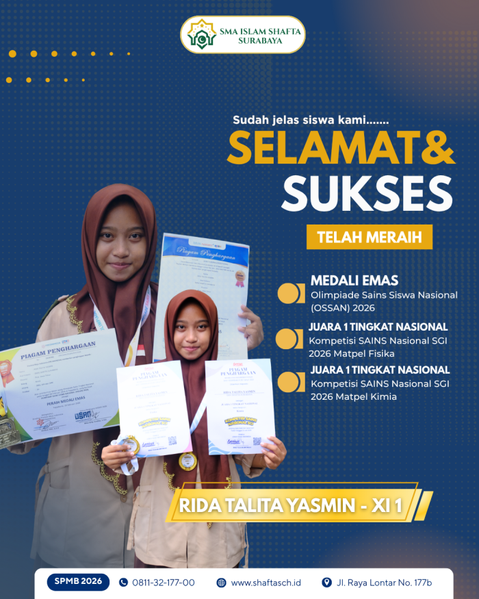 Siswi Inspiratif SMA SHAFTA: Hebat di Akademik & Aktif di Organisasi