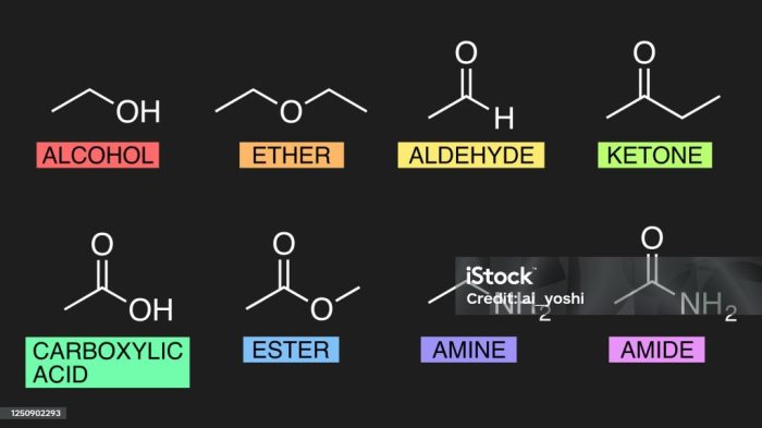 Illustration set of organic chemistry functional group.