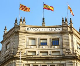 Barcelona, Spain - August 11, 2014: The building of Bank of Spain.