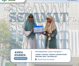 Gemilang di Ajang Tahfidz, Siswi SMP SHAFTA Raih Juara Harapan 1